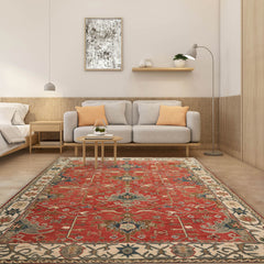 Multi Size Muted Coral Ivory Gray Color Hand Tufted All-Over 100% Wool Arts & Crafts Oriental Rug