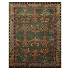 Multi Size Gray, Moss Hand Tufted Hand Made 100% Wool Donegal Branches Arts & Crafts Oriental Area Rug
