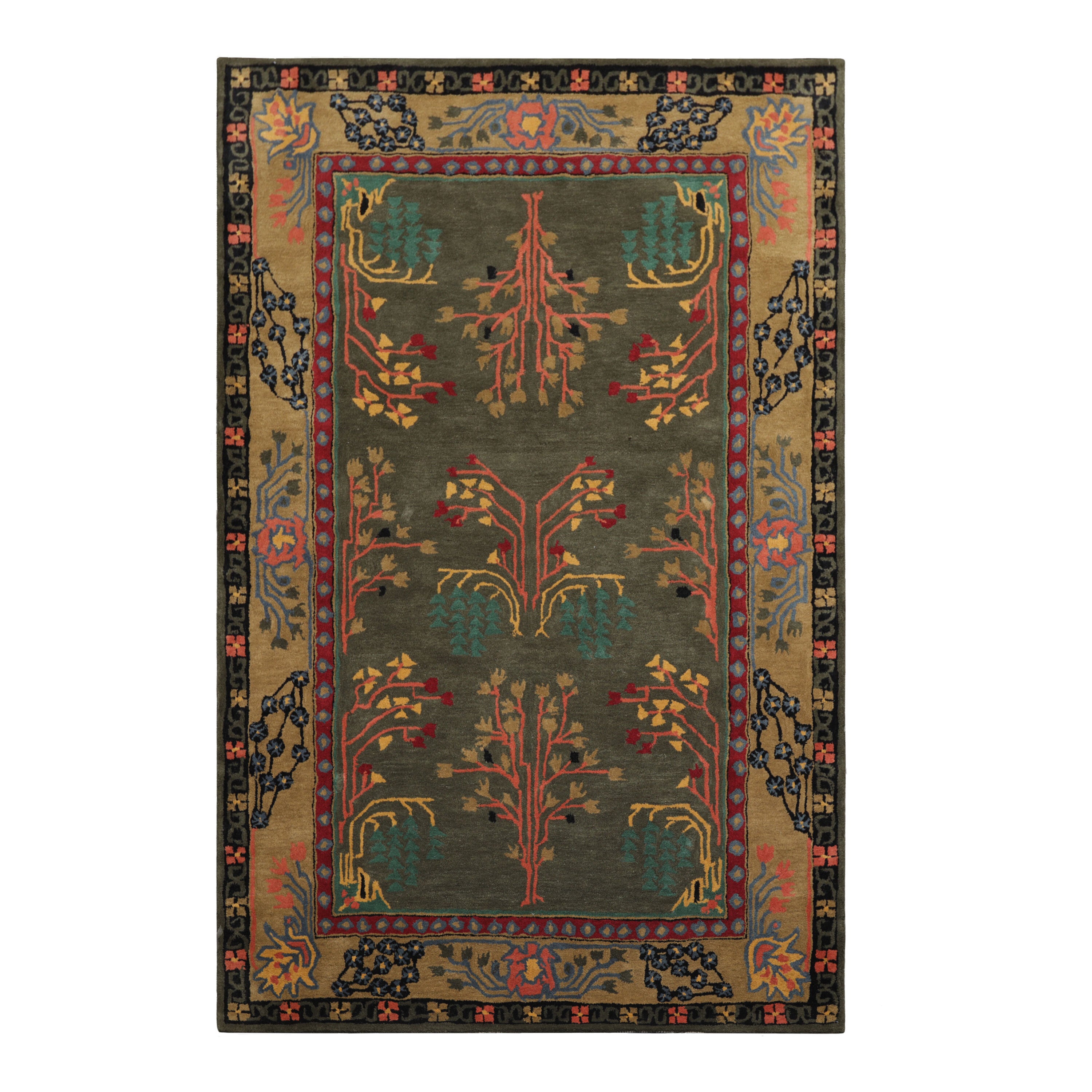 Multi Color Multi Size Hand Tufted Handmade 100% Wool Donegal Branches Arts & Crafts Oriental Area Rug