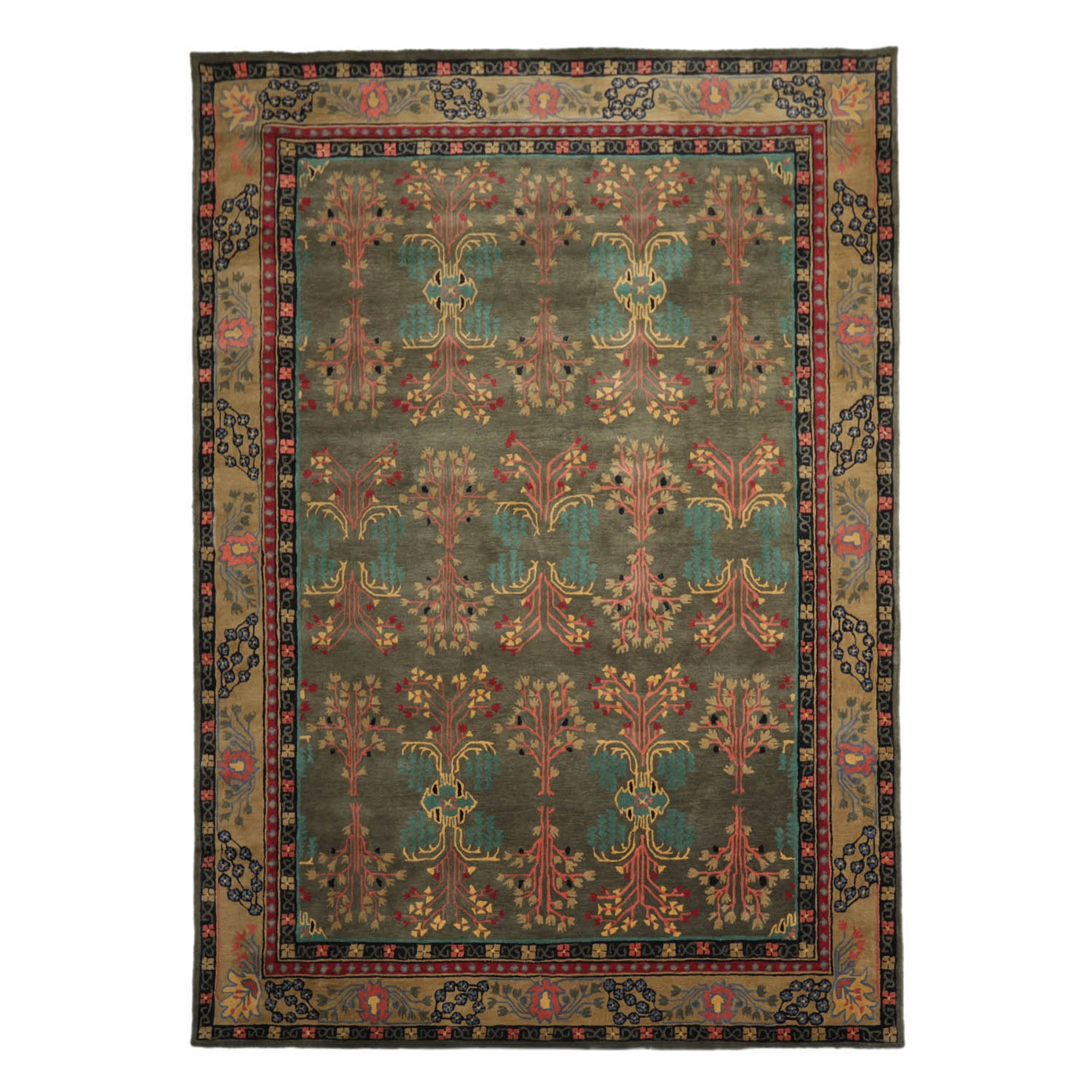 Palace Gray Moss Black Color Hand Tufted All-Over Wool Arts & Crafts/Mission Oriental Rug