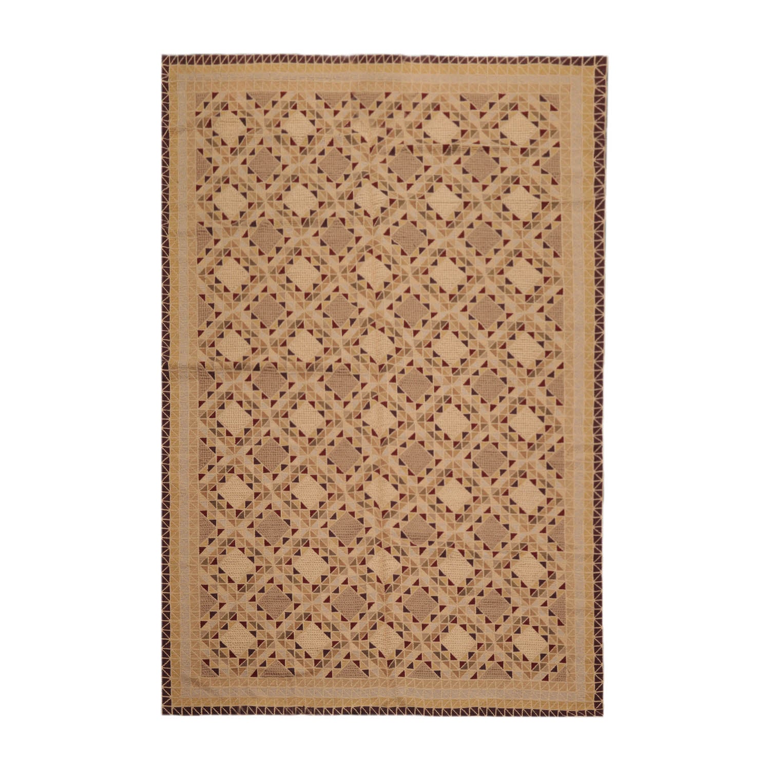 6x9 Tan, Brown, Chocolate Color Hand Knotted All-Over 100% Wool Traditional Oriental Rug