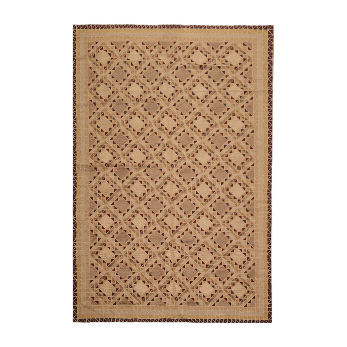 6x9 Tan, Brown, Chocolate Color Hand Knotted All-Over 100% Wool Traditional Oriental Rug