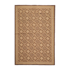6x9 Tan, Brown, Chocolate Color Hand Knotted All-Over 100% Wool Traditional Oriental Rug