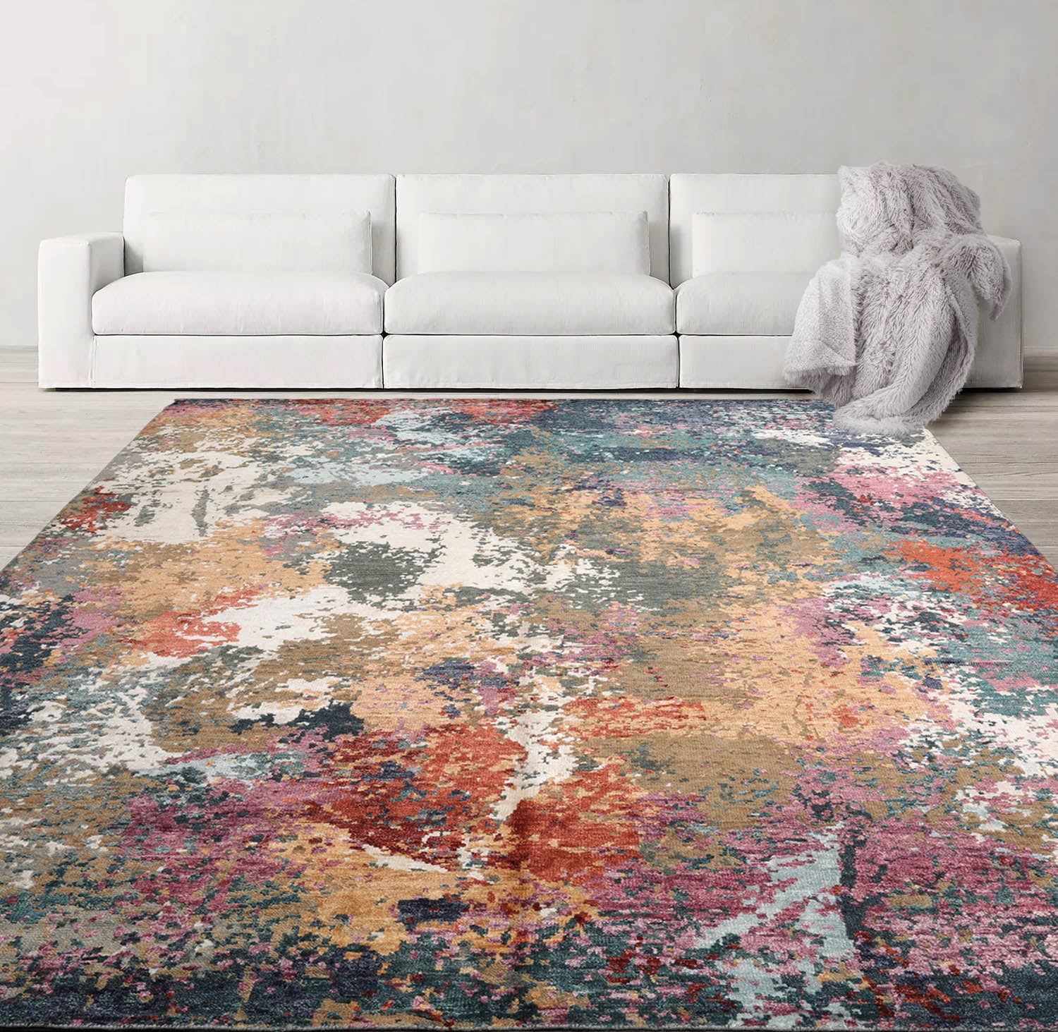 8x10 Beige, Tan, Brown Color Hand Knotted Tibetan Wool & Silk Modern Oriental Rug