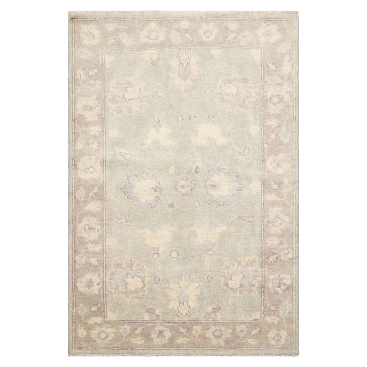3x5 Light Aqua
 Taupe Ivory Color Hand Knotted Oushak 100% Wool Traditional Oriental Rug