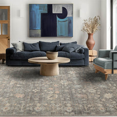 8x10 Gray, Beige, Pale Blue Color Hand Knotted Oushak Wool Traditional Oriental Rug