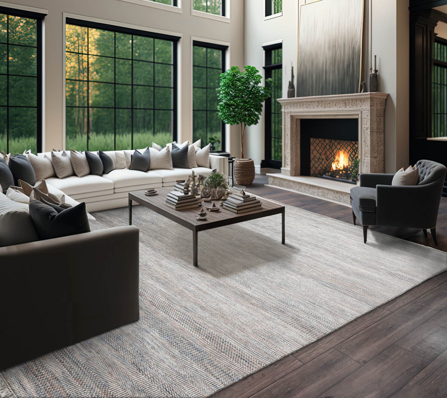 8x10 Tan, Gray, Brown Color Hand Knotted Grass 100% Wool Modern Oriental Rug