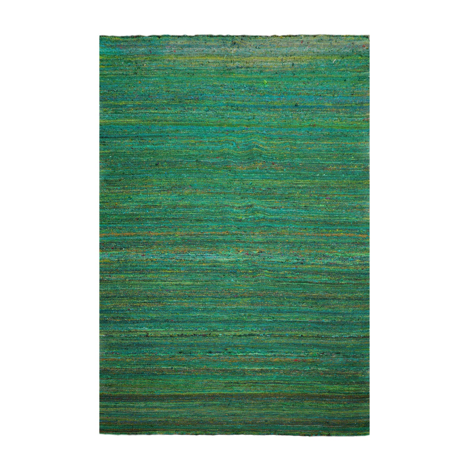 5x7 Emerald, Lime, Multi Color Hand Woven All-Over 100% Raw Silk Modern Oriental Rug