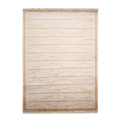 6x9 Beige, Tan, Pale Gold Color Hand Knotted All-Over 100% Wool Modern Oriental Rug