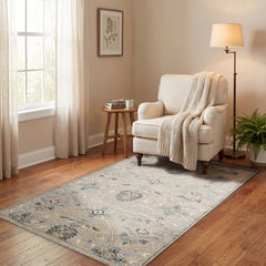 3x5 Gray, Tan, Turquoise Color Hand Knotted  Wool Transitional Oriental Rug