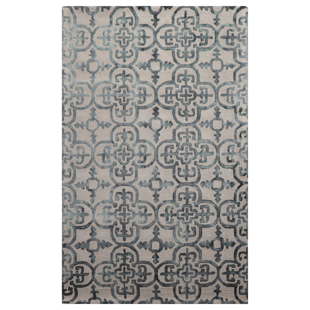 4x6 Gray Teal Charcoal Color Hand Tufted All-Over Wool Transitional Oriental Rug