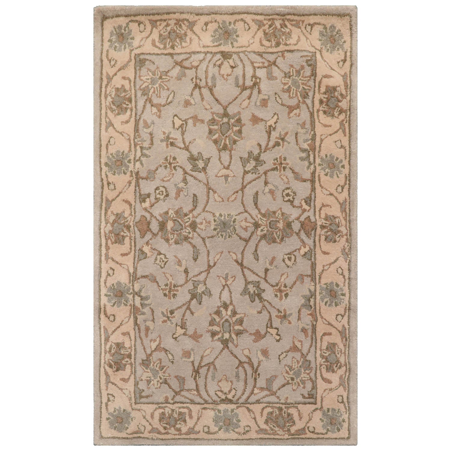 3x5 Taupe Beige Green Color Hand Tufted All-Over Wool Traditional Oriental Rug