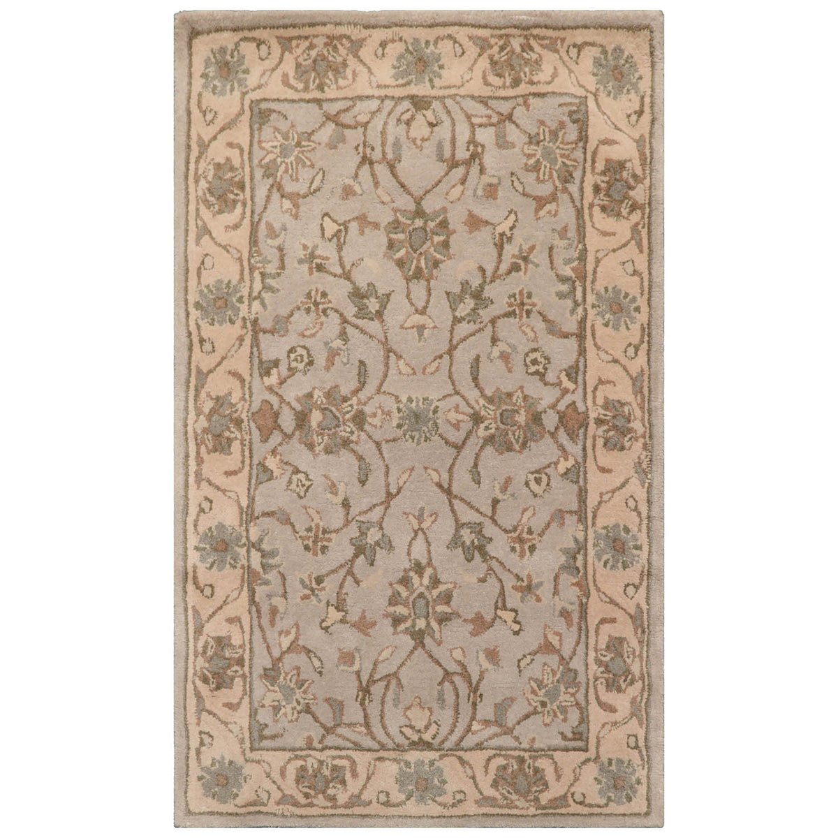 3x5 Taupe Beige Green Color Hand Tufted All-Over Wool Traditional Oriental Rug