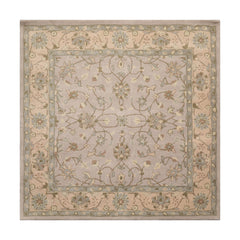 Square Taupe Beige Green Color Hand Tufted All-Over Wool Traditional Oriental Rug