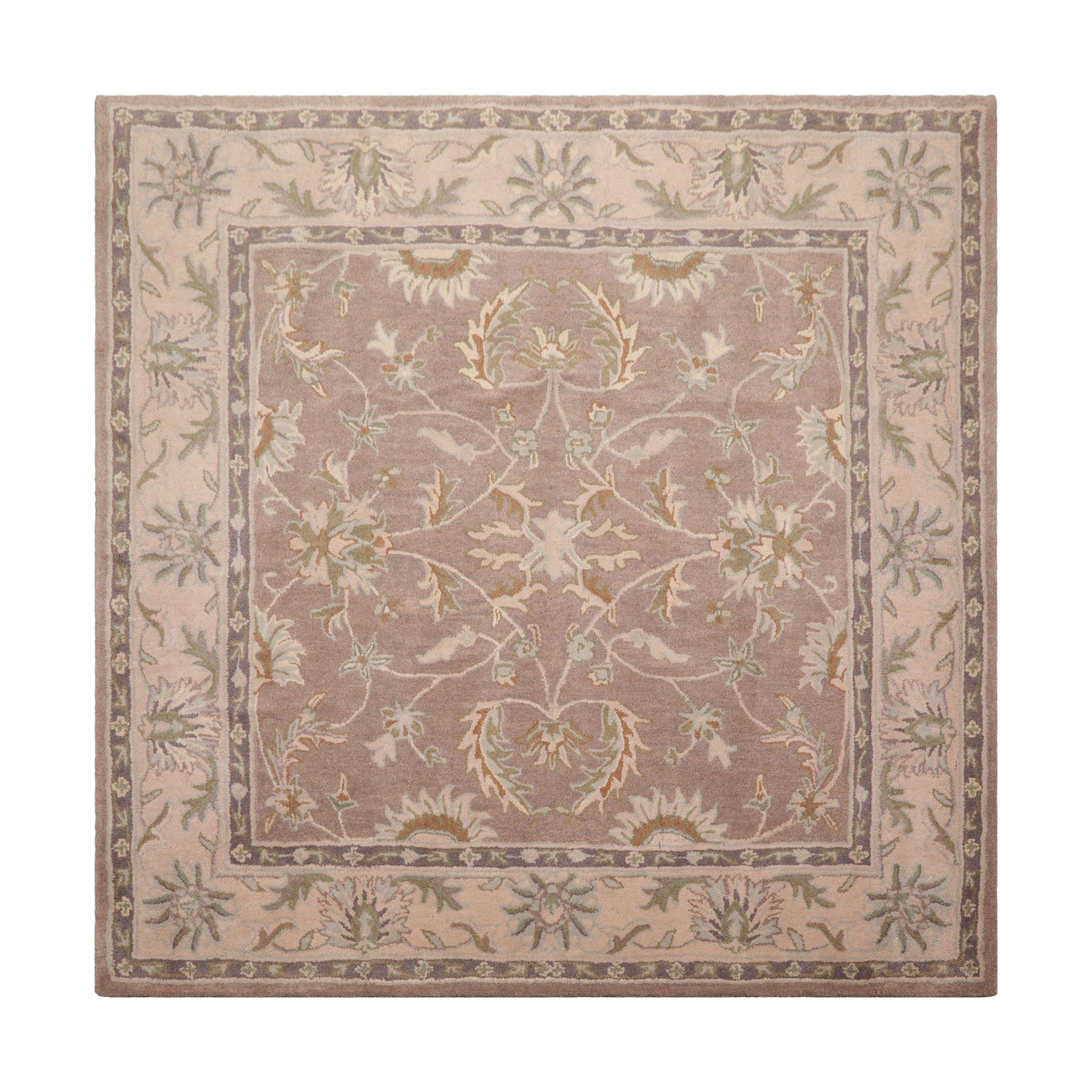 Square Aubergine Beige Gray Color Hand Tufted Abstract Wool Traditional Oriental Rug