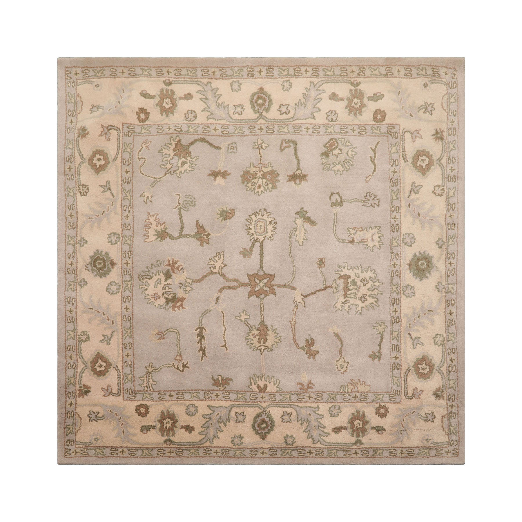 square Taupe Beige Brown Color Hand Tufted Abstract Wool Traditional Oriental Rug