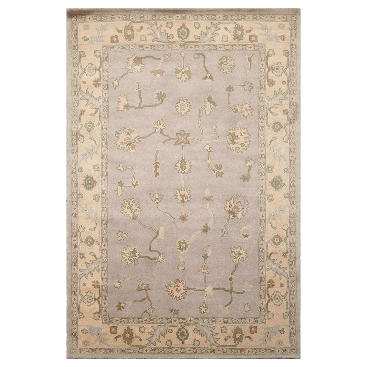 6x9 Taupe Beige Brown Color Hand Tufted Abstract Wool Traditional Oriental Rug