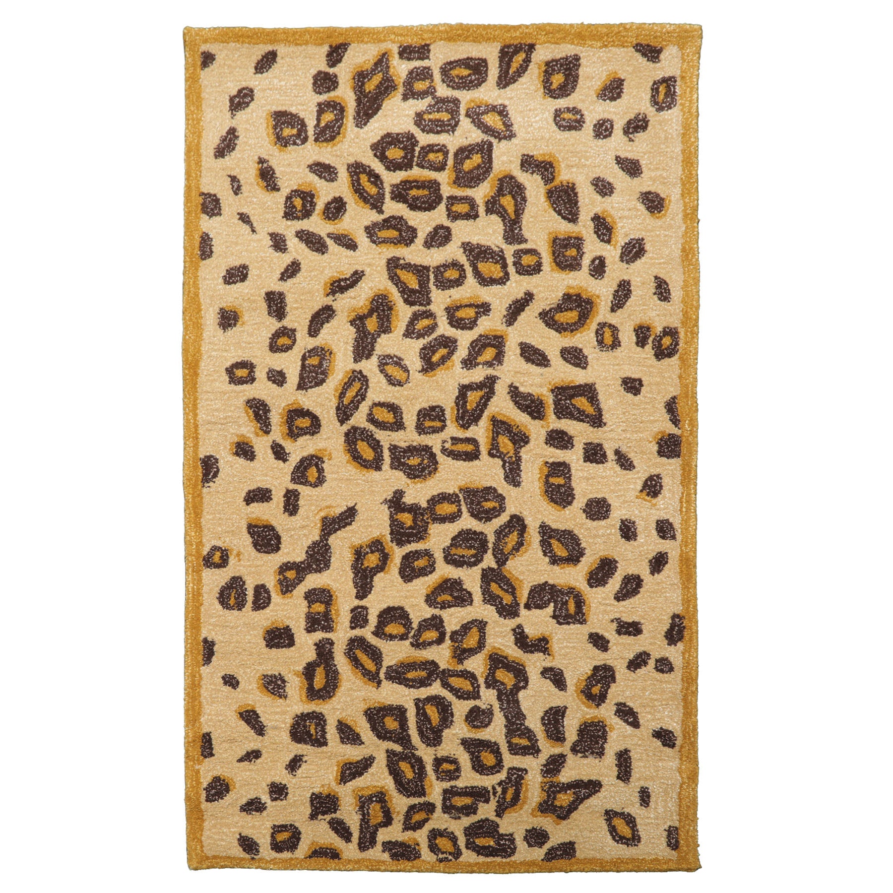 Runner Warm Beige Gold Chocolate Color Hand Tufted Leopard Print Wool and Bamboo Silk Modern Oriental Rug