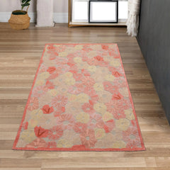 4x6 Beige, Coral, Light Gold Color Hand Tufted Floral Wool Contemporary Oriental Rug