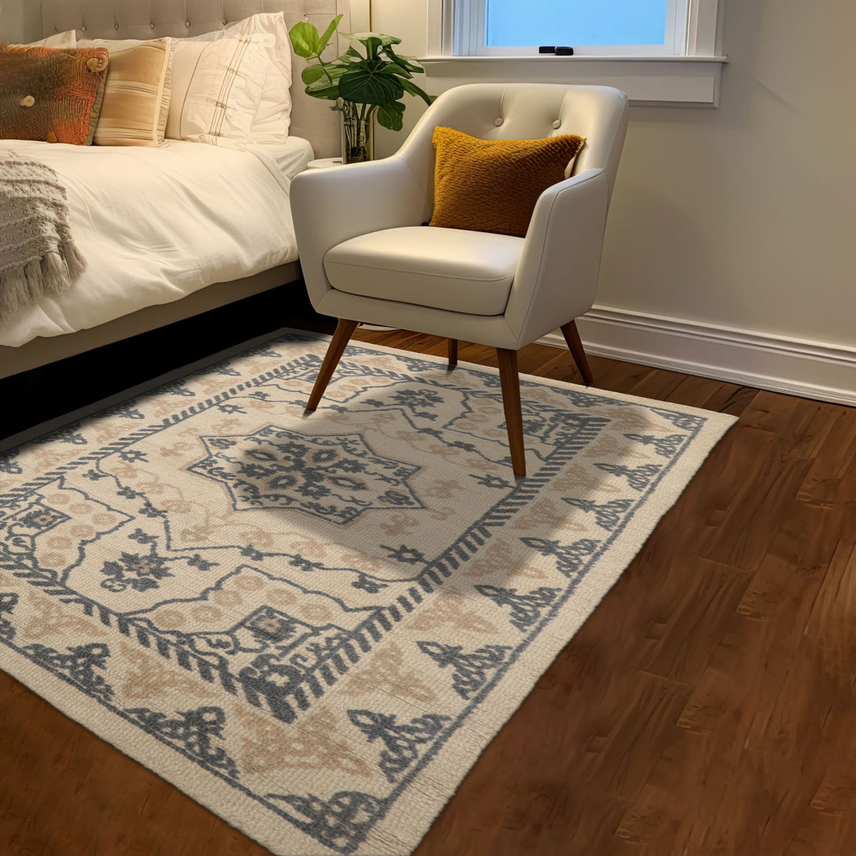 3x5 Beige Gray Tan Color Hand Tufted Geometric Wool Traditional Oriental Rug