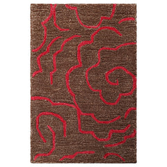 2x3 Brown Ivory Pink Color Hand Tufted All-Over Wool and Faux Silk Contemporary Oriental Rug