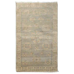 3x5 Mint, Gray, Beige Color Hand Knotted Afghan Oushak Wool Transitional Oriental Rug