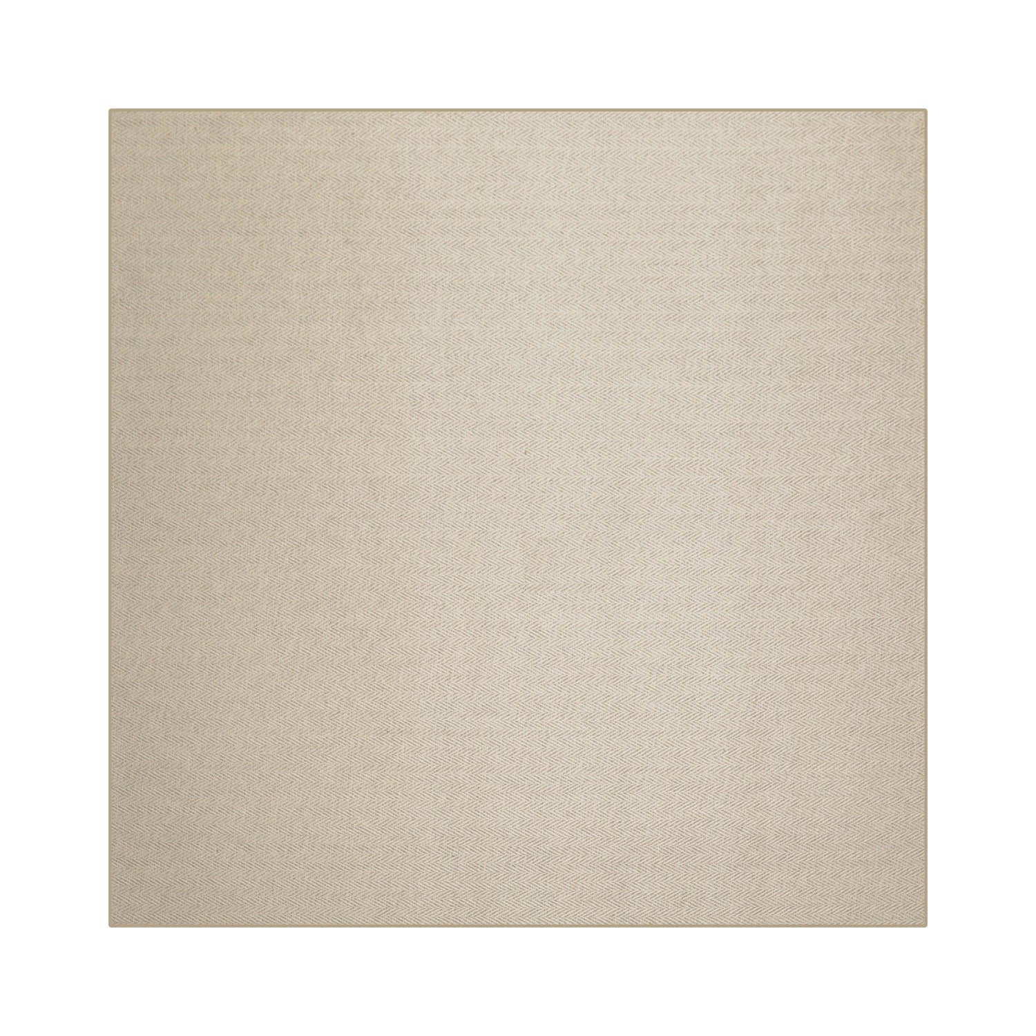 Square Beige Ivory Color Hand Woven Herringbone New Zealand Wool Contemporary Oriental Rug