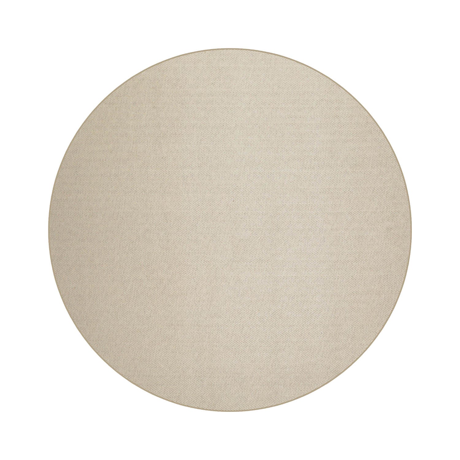 Round Beige Ivory Color Hand Woven Herringbone New Zealand Wool Contemporary Oriental Rug