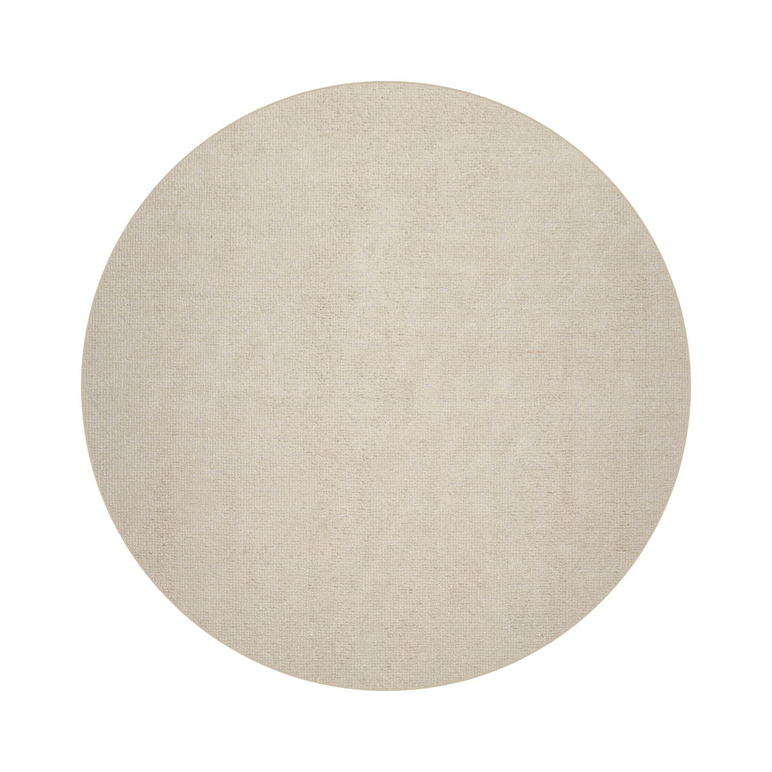 Round Ivory Color Hand Tufted Textured New Zealand Wool Contemporary Oriental Rug