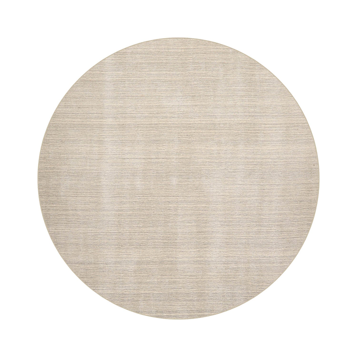 Round Beige Gray Color Hand Tufted Textured New Zealand Wool Contemporary Oriental Rug