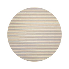 Round Ivory Taupe Blue Color Hand Tufted Striped New Zealand Wool Contemporary Oriental Rug