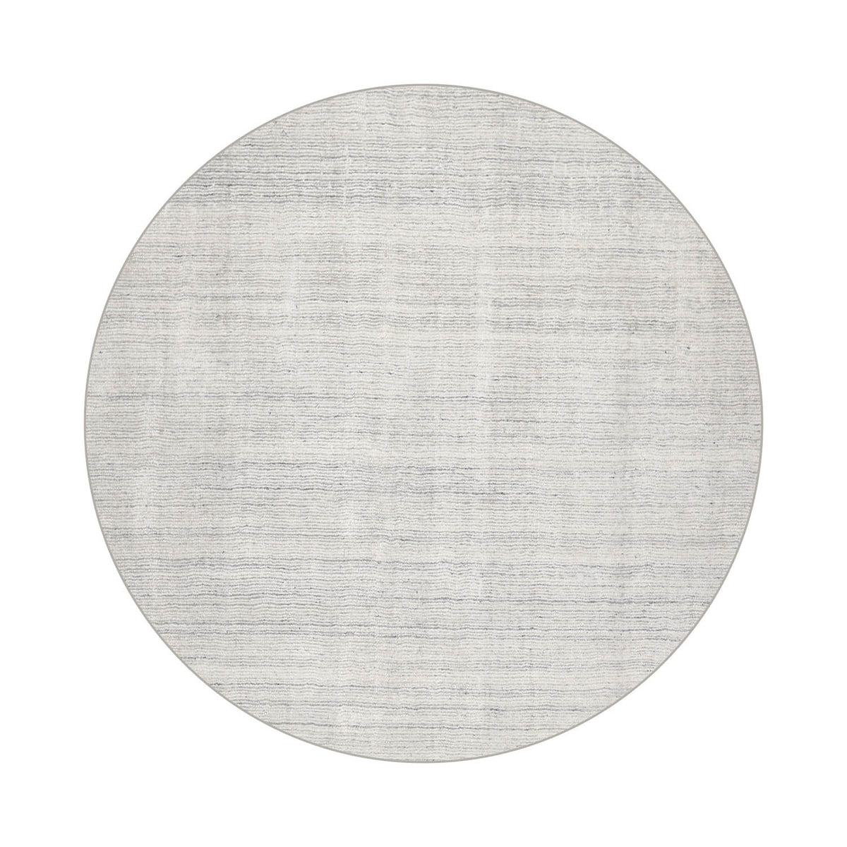 Round Off White Ash Gray Color Hand Tufted Textured New Zealand Wool Contemporary Oriental Rug