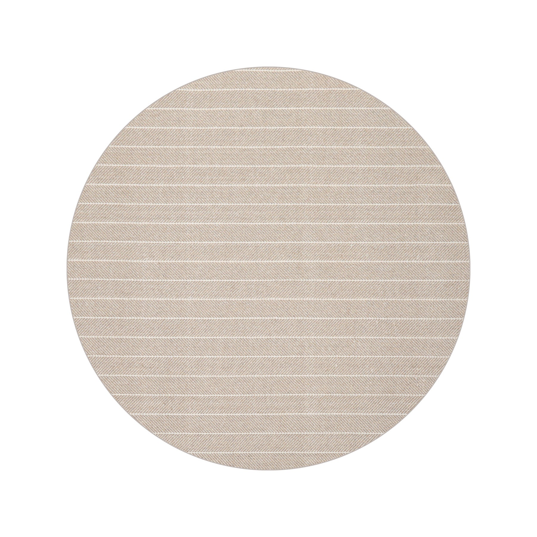 Round Tan Ivory Color Hand Woven Herringbone New Zealand Wool Contemporary Oriental Rug