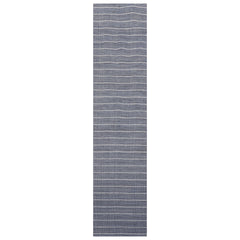 Runner Navy Gray Color Hand Woven Herringbone New Zealand Wool Contemporary Oriental Rug