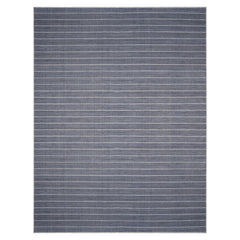 Chandra Hand-Woven Navy New Zealand Wool Herringbone Flatweave Rug in Multi Sizes by LoomBloom