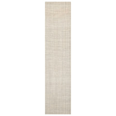 Runner Beige Gray Color Hand Woven Textured New Zealand Wool Contemporary Oriental Rug