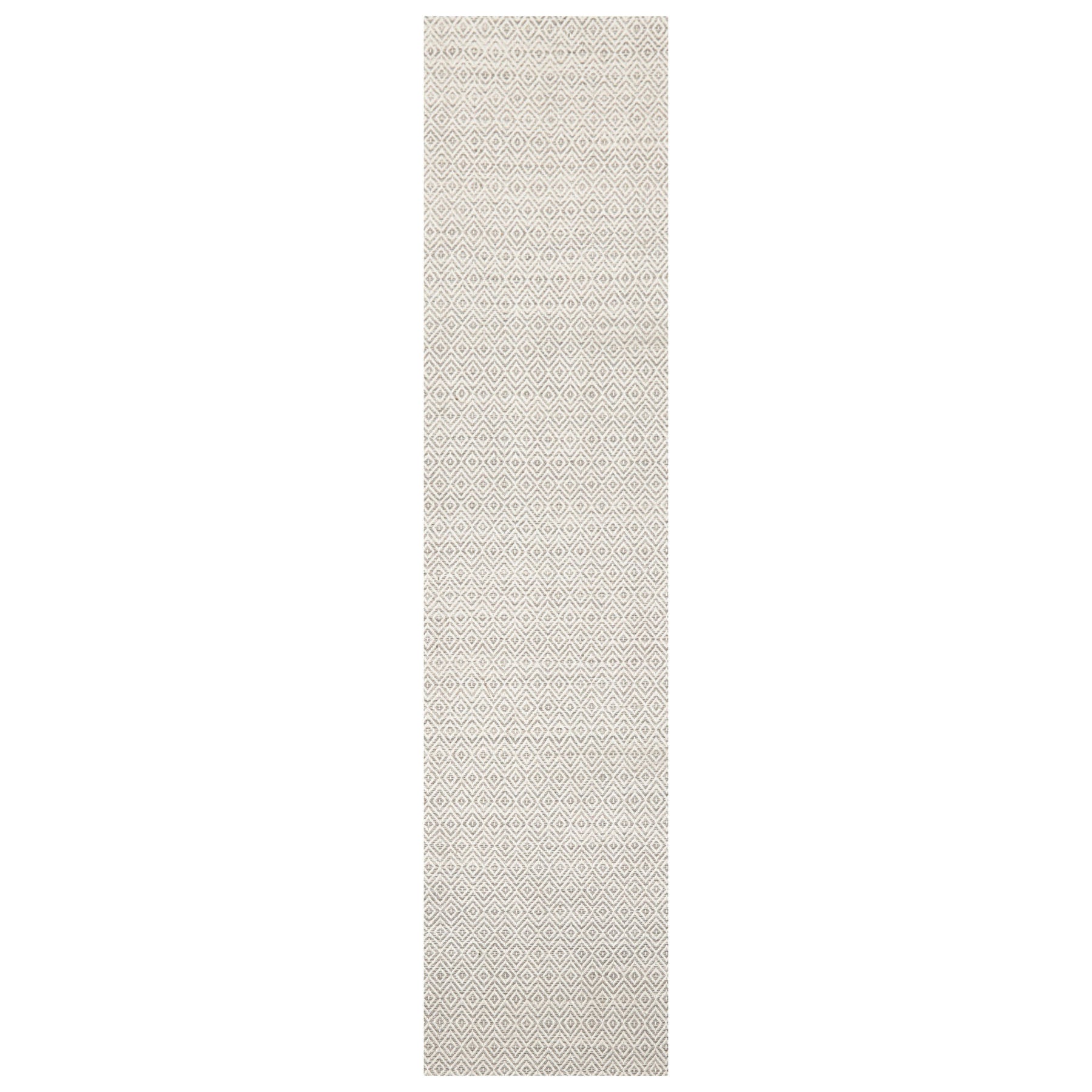 Runner Ivory Gray Color Hand Woven Geometric New Zealand Wool Contemporary Oriental Rug