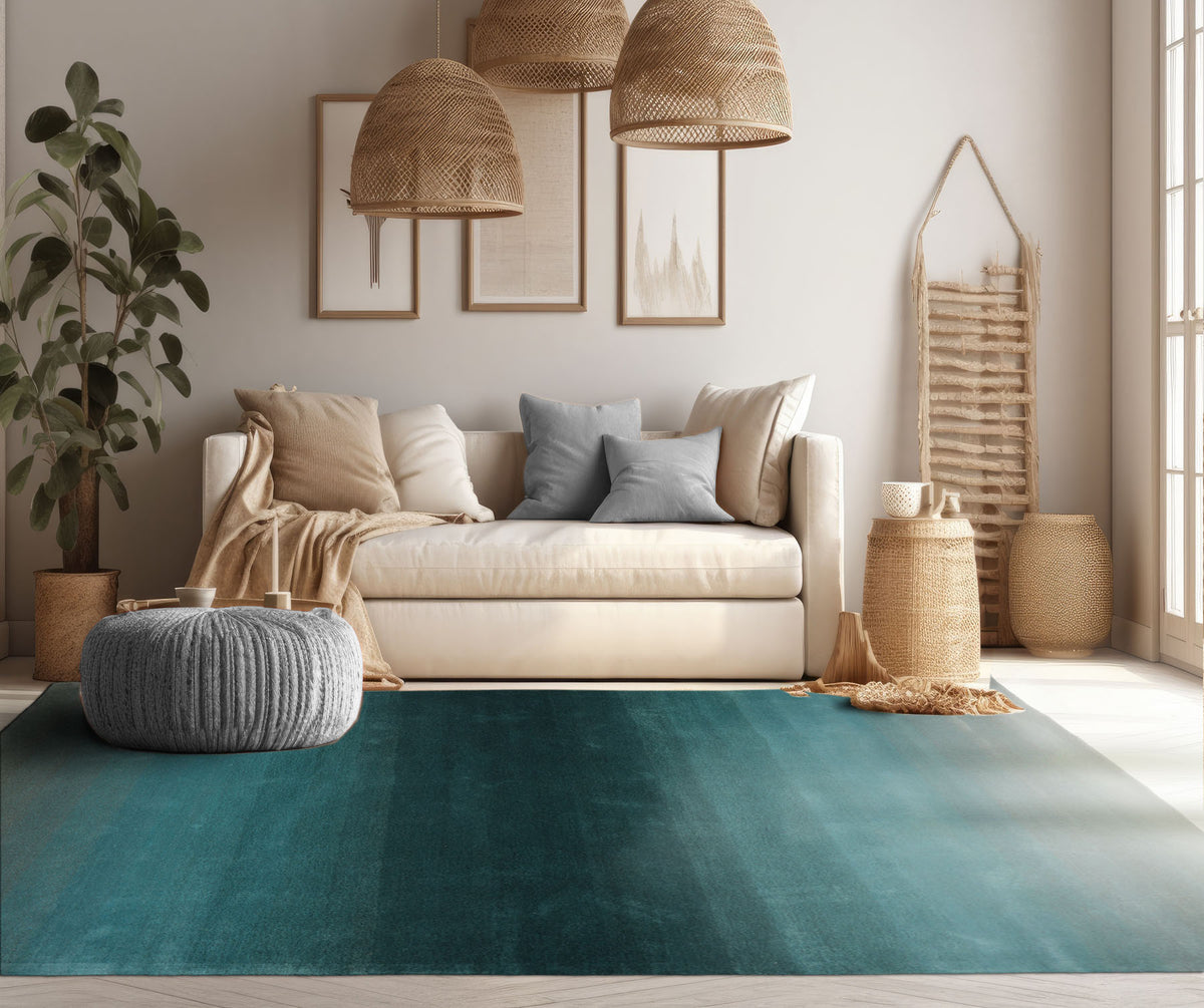 9x12 Teal Color Hand Tufted Designer Rug Wool Modern & Contemporary Oriental Rug