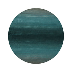 Round Teal Color Hand Tufted Designer Rug Wool Modern & Contemporary Oriental Rug