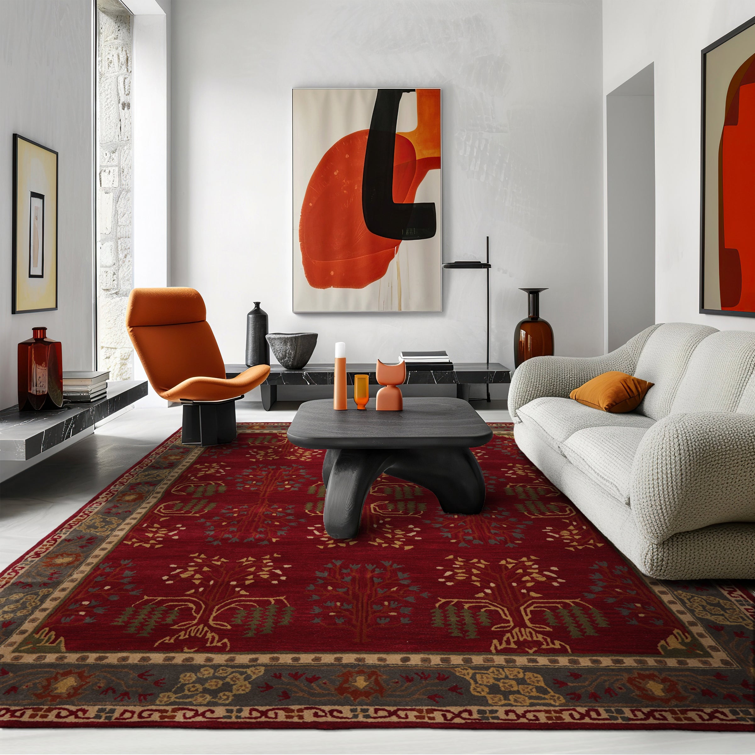 Multi Color Multi Size Hand Tufted Handmade 100% Wool Donegal Branches Arts & Crafts Oriental Area Rug