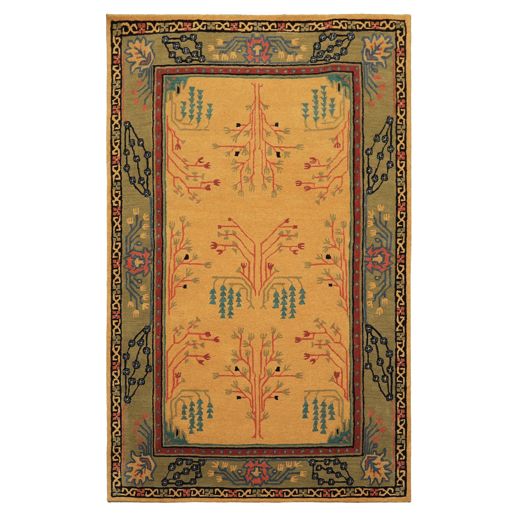 Multi Color Multi Size Hand Tufted Handmade 100% Wool Donegal Branches Arts & Crafts Oriental Area Rug
