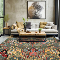 Multi Size Muted Teal Green Ivory Color Hand Tufted Handmade Boho Wool Arts & Crafts Oriental Rug