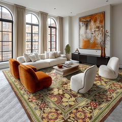 Multi Size Brown Sage Teal Color Hand Tufted William Morris Wool Arts & Crafts Oriental Rug