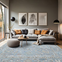 Multi Size Sky Blue Turquoise Beige Color Hand Tufted Handmade Wool Modern & Contemporary Oriental Rug