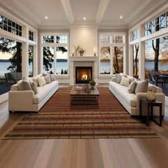 8x10 Raspberry, Rust, Moss Color Hand Tufted  Wool and Bamboo Silk Modern & Contemporary Oriental Rug