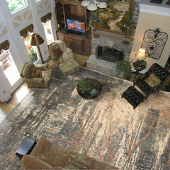 10x14 Gray, Beige, Charcoal Color Hand Knotted All-Over Wool & Silk Modern & Contemporary Oriental Rug