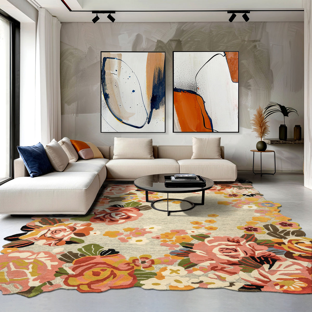 8x10 Mint, Blush, Gold Color Hand Tufted Irregular Rug Wool Modern & Contemporary Oriental Rug
