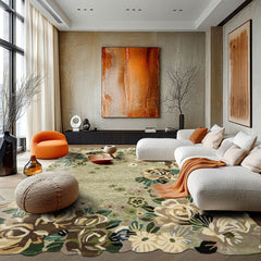 8x10 Sage, Ivory, Taupe Color Hand Tufted Irregular Rug Wool Modern & Contemporary Oriental Rug