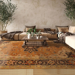10x14 Caramel, Beige, Turquoise Color Hand Knotted Oriental Wool Traditional Oriental Rug