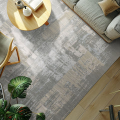 9x12 Gray, Beige, Ivory Color Hand Knotted Sherpa Wool and Silk Modern Oriental Rug